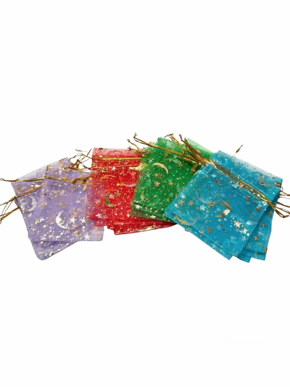 Bags Gift 3.5”x2.75” (20ct) Stars Moons Drawstring (4 Colors)